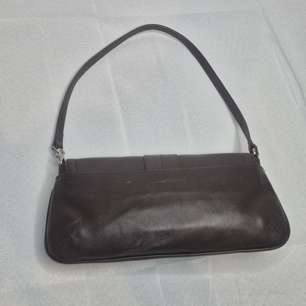 Furla Chocolate Brown Leather Shoulder Handbag